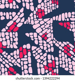 Abstract seamless geometric background with chaotic textures. Irregular blocks pattern. Repeating oval shapes, paving stone mosaic tracery. Designed for textile, fabric, wrapping.