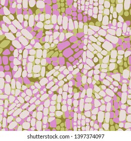 Abstract seamless geometric background with chaotic textures. Irregular blocks pattern. Repeating oval shapes, paving stone mosaic tracery. Patchwork effect. Designed for textile, fabric, wrapping.