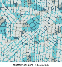 Abstract seamless geometric background with chaotic textures. Irregular blocks pattern. Repeating oval shapes, paving stone mosaic tracery. Patchwork effect. Designed for textile, fabric, wrapping.