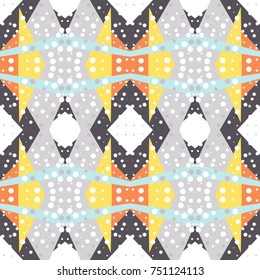 Abstract seamless geometric background. The combination of circles and triangles in the pattern.