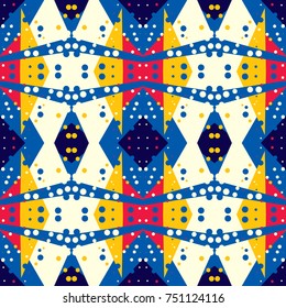 Abstract seamless geometric background. The combination of circles and triangles in the pattern.