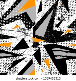 Abstract seamless geometric background with cracked texture. Grunge pattern for boys, girls, sport, fashion. Urban colorful wallpaper for guys