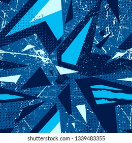 Abstract seamless geometric background with cracked texture. Grunge pattern for boys, girls, sport, fashion. Urban colorful wallpaper for guys