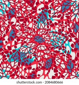 Abstract seamless geometric background with oval textures forming flower buds. Floral pattern. Repeating rhombuses shapes, mosaic tracery. Overlay effect. For textile and fabric.