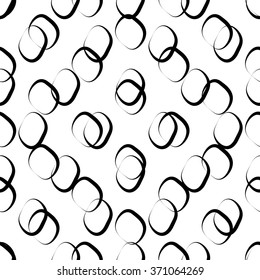 Abstract seamless geometric background / pattern with intersecting rounded squares. Monochrome repeatable vector texture.