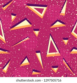 Abstract seamless geometric background with triangles texture, dots. Pattern for boys, girls, sport, fashion. Urban colorful wallpaper.