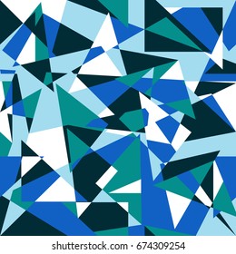 Abstract seamless geometric background with triangles cracked texture, dots, drops and splashes.Grunge pattern for boys, girls, sport, fashion. Urban colorful wallpaper. 