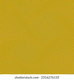 abstract seamless geometric black dot wave pattern with yellow background.