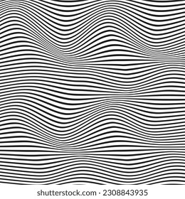 abstraktes, nahtloses geometrisches, schwarzes, horizontales Wellenmuster.