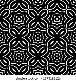 Abstract seamless geometric black and white pattern and texture. Vector art.