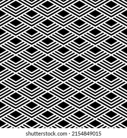 Abstract Seamless Geometric Black And White Pattern And Texture. Vector Art.