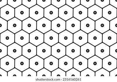 Resumen Patrón de Hexagones blancos y negros geométricos sin foco. Arte vector.
