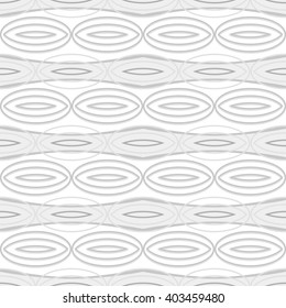 Abstract seamless geometric black and white pattern with elliptical elements. Horizontal rows of large gray ovals. Vector illustration for fabric, paper and other