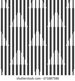Abstract seamless geometric black and white pattern, narrow and wide lines, triangles