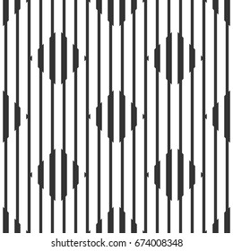 Abstract seamless geometric black and white pattern, narrow and wide lines, rhombuses