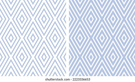 Abstract Seamless Geometric Blue Diamonds Patterns. Vector Art.