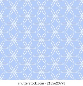 Abstract seamless geometric blue floral pattern. Vector art.