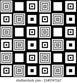 Abstract seamless geometric checked black and white pattern. Vector art.