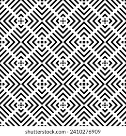 Abstract Seamless Geometric Checked Black and White Pattern. Vector Art.