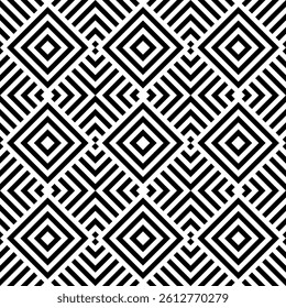 Abstract Seamless Geometric Checked Black and White Pattern. Vector Art.