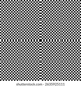 Abstract Seamless Geometric Checked Black and White Pattern. Vector Art.