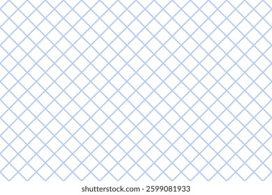 Abstract Seamless Geometric Checked Blue Pattern. White Textured Background. Vector Art.