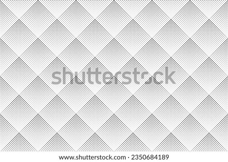 Abstract Seamless Geometric Checked Dots and Dashes Halftone Pattern. White Textured Background. Vector Art.