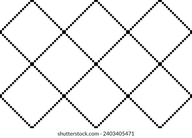 Abstract Seamless Geometric Checked Grid Pattern. Black and White Textured Background. Vector Art.