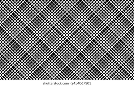 Abstract Seamless Geometric Checked Halftone Pattern. Black and White Textured Background. Vector Art.