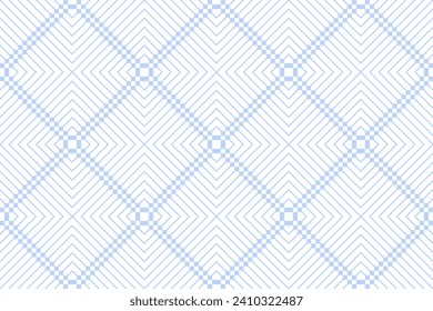 Abstract Seamless Geometric Checked Light Blue Pattern. Vector Art.