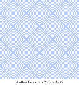 Abstraktes nahtloses geometrisches, hellblaues und weißes Muster. 3D-Illusionseffekt. Vektorkunst.