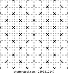 Abstract Seamless Geometric Checked Pattern. Black and White Texture. Vector Art.