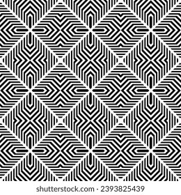 Abstract Seamless Geometric Checked Pattern. Black and White Texture. Vector Art.