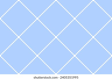 Abstract Seamless Geometric Checked Pattern. Light Blue Textured Background. Vector Art.