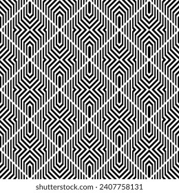 Abstract Seamless Geometric Checked Pattern. Black and White Texture. Vector Art.