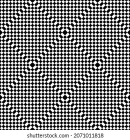 Abstract seamless geometric checkered black and white pattern and texture. Vector art.