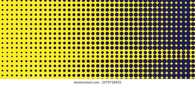 Abstract seamless geometric circle or dots pattern with black circles of varying sizes on a vibrant yellow background. Perfect for modern, creative, or digital designs.