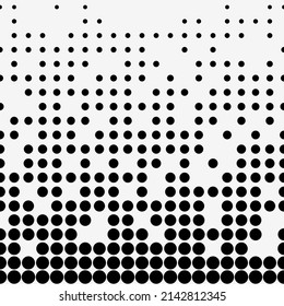 Abstract seamless geometric circle pattern. Mosaic background of black circles. Evenly spaced shapes of different sizes. Vector illustration on light gray background