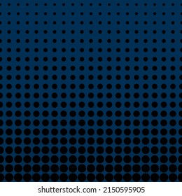 Abstract seamless geometric circle pattern. Mosaic background of black circles. Evenly spaced shapes of different sizes. Vector illustration on dark blue background