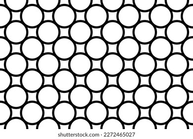 Abstract Seamless Geometric Circles Pattern. Black and White Texture. Vector Art.