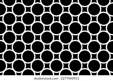 Abstract Seamless Geometric Circles Pattern. Black and White Texture. Vector Art.