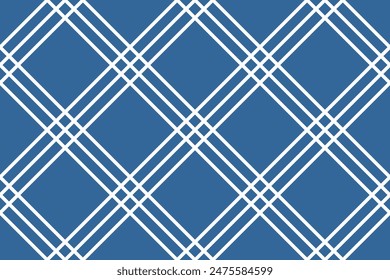 Abstract Seamless Geometric Diagonal Checked Blue Pattern. Vector Art.