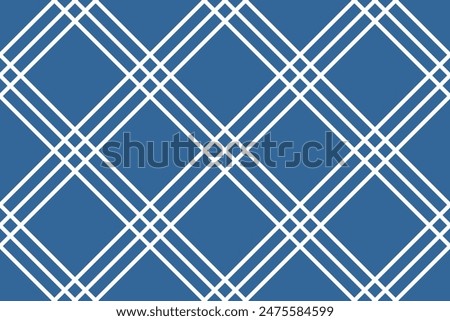 Abstract Seamless Geometric Diagonal Checked Blue Pattern. Vector Art.