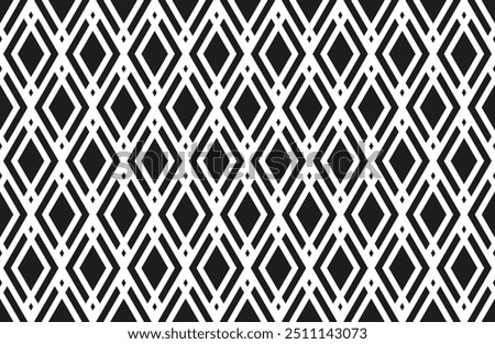 Abstract Seamless Geometric Diamonds Black and White Pattern. Vector Art.