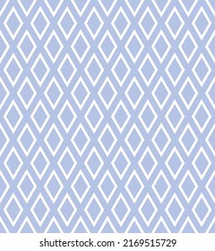 Abstract seamless geometric diamonds pattern. Blue and white texture. Vector art.