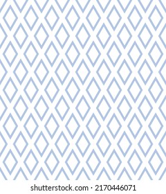 Abstract seamless geometric diamonds pattern. Blue and white texture. Vector art.