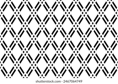 Abstract Seamless Geometric Diamonds Pattern. Black and White Grid Lattice Texture. Vector Art.