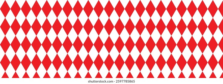 Abstract seamless geometric diamonds red and white pattern. Red and white halftone rhomboid gradient. Geometric diamond halftone. Diamonds checkered texture. Vector illustrator. 