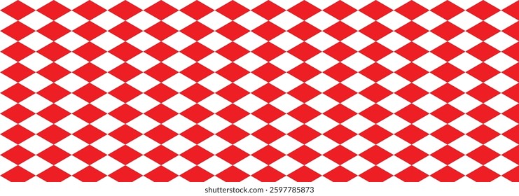Abstract seamless geometric diamonds red and white pattern. Red and white halftone rhomboid gradient. Geometric diamond halftone. Diamonds checkered texture. Vector illustrator. 