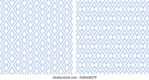 Abstract Seamless Geometric Diamonds and Triangles Patterns. Vector art.